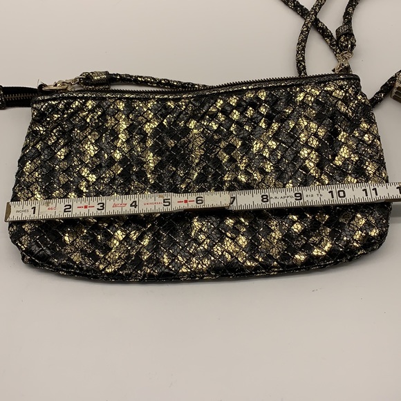 Elliott Lucca Black and Gold Leather Woven Crossbody Bag - Picture 5 of 8